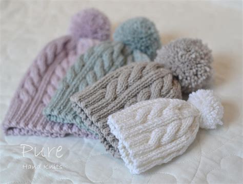 Cabled Pom Pom Hat Knitting Pattern Oscar Newborn to Adult - Etsy