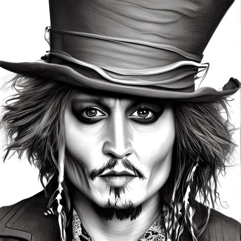 Johnny Depp Mad Hatter Pencil Drawing · Creative Fabrica