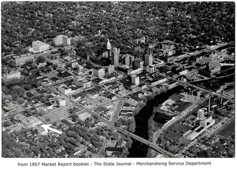 Aerial photo of downtown Lansing-from 1957 booklet-MI | Aerial photo, Aerial, Lansing