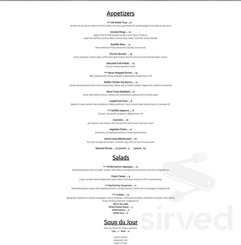 Fallston Barrel House menu in Fallston, Maryland, USA