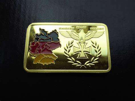 1 OZ GOLD BAR - NAZI GERMAN IRON CROSS & FLAG ( 100 MILLS ), WW2 ...