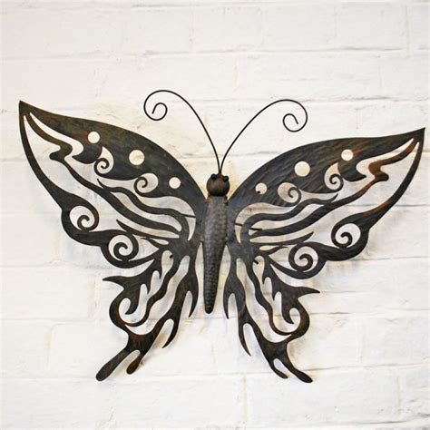 DECORATIVE METAL BUTTERFLY GARDEN WALL ART DESIGN BLACK/BROWN FINISH FREE P&P | Butterfly wall ...