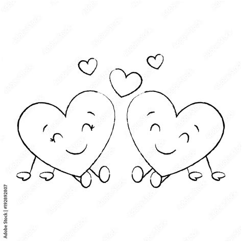 cute hearts couple sitting cartoon love relationship vector ...