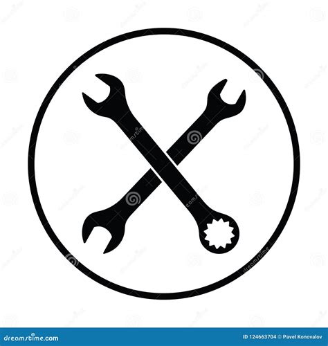 Crossed wrench icon stock vector. Illustration of detail - 124663704