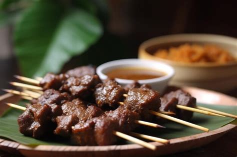 Premium Photo | Beef satay sate daging indonesia food appetizer easy dish