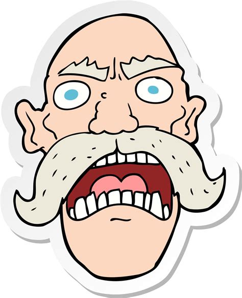 sticker of a cartoon angry old man 8675650 Vector Art at Vecteezy