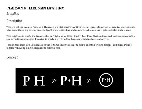 Pearson&Hardman Law Firm Branding Identity by YING YAO at Coroflot.com