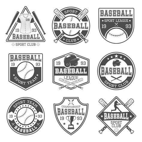 Free Vector | Baseball black white emblems