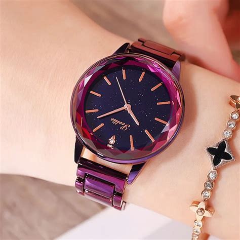 Super Beauty Starry Dial Diamond Women Watches Fashion Blue Lady Casual ...