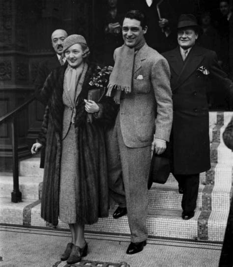 9th February 1934, Actor Cary Grant and his bride actress Virginia Cherrill after their wedding ...