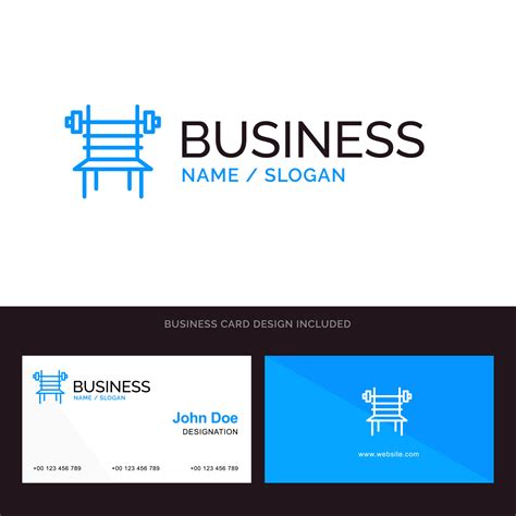 Balance Dumbbell Fitness Gym Machine Blue Business logo and Business Card Template Front and ...