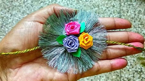 Very Simple and Easy Rakhi with paper and lace - YouTube