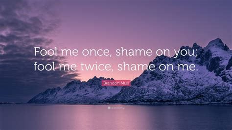 Brandon Mull Quote: “Fool me once, shame on you; fool me twice, shame ...