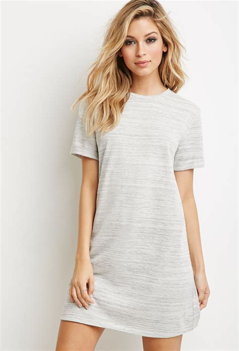 Forever 21 Marled Knit T-shirt Dress in Gray | Lyst