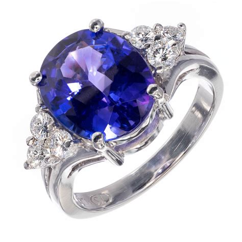 Oval Bright Purplish-Blue Tanzanite Ring 3.00ct Platinum Diamond | eBay