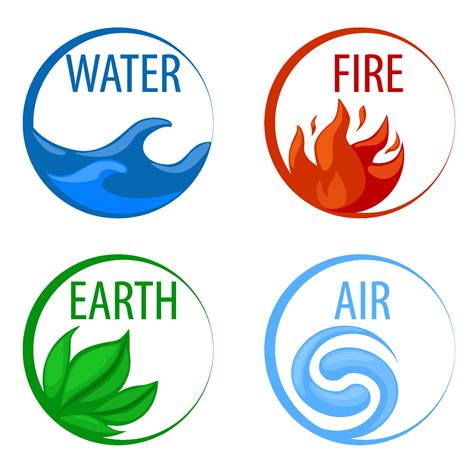 4 elements nature, icons water, earth, fire, air for the game. 9660842 Vector Art at Vecteezy