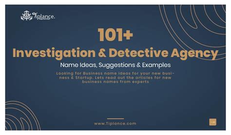 Investigation & Detective Agency Names - Tiplance