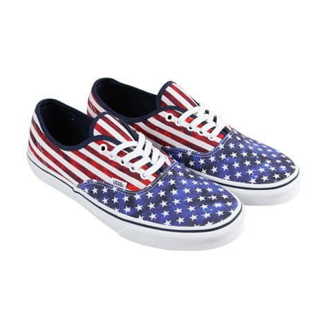 Vans - Vans Authentic Mens Blue Multi-Color Canvas Lace Up Lace Up ...