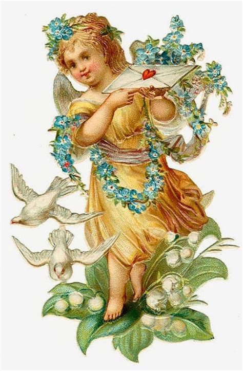 Vintage Valentine Angel Cherub Blue White Flowers Heart - Etsy