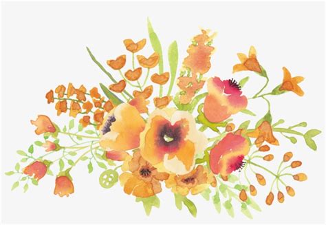 Gorgeus Clipart Orange Flower - Fall Watercolor Flowers Png PNG Image | Transparent PNG Free ...