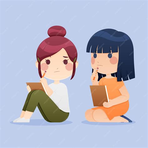 Premium Vector | Plagiarism concept with girls cartoon