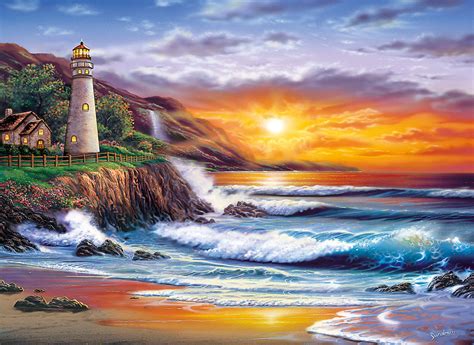 Lighthouse at Sunset Jigsaw Puzzle | PuzzleWarehouse.com