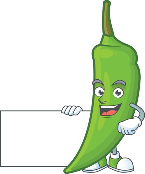 Green chili cartoon character 19893042 Vector Art at Vecteezy