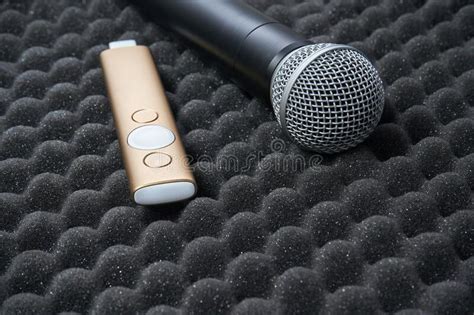 Radio Microphone Item Stand on Foam Grey Rubber Stock Image - Image of ...