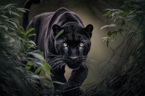 Premium AI Image | Prowling panther ready to pounce on unsuspecting prey