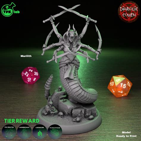 Marilith Large Fiend demon Miniature Diabolic Coven TPK Labs D&D 5e ...