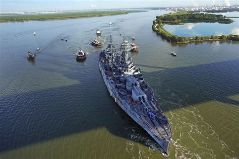 Leaky battleship in Texas completes trip for $35M repairs | AP News