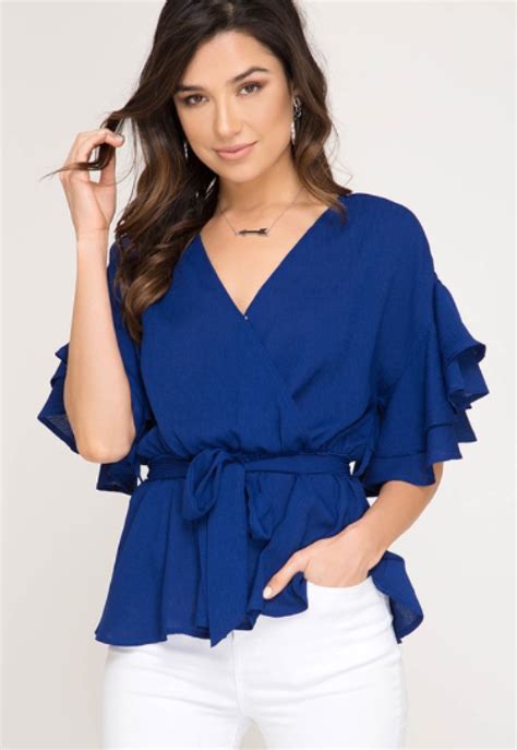 Taylor Ruffle Top in 2020 | Blue top outfit, Royal blue top outfit ...