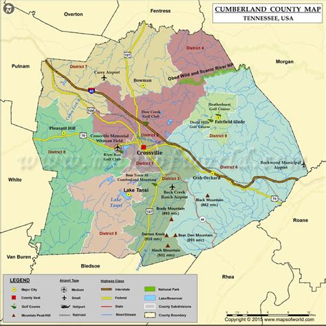 Cumberland County Map, TN | Map of Cumberland County Tennessee