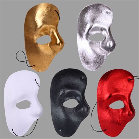 Phantom Of The Opera Masks Masquerade Ball Mask Mardi Gras Masks Handmade Half Face Plain Color ...