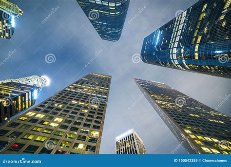 Downtown Los Angeles at Night Stock Image - Image of architecture ...