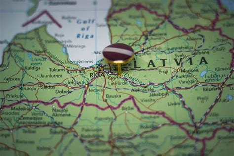 Ogre Pinned on a Map with Flag of Latvia Stock Photo - Image of city ...