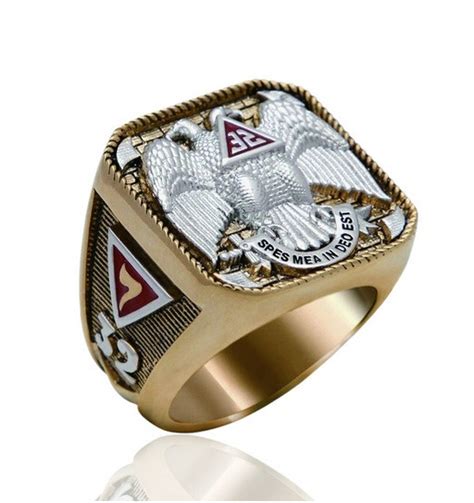 Scottish Rite Freemason Ring / Thick Masonic Ring- 32nd Degree Scottish ...