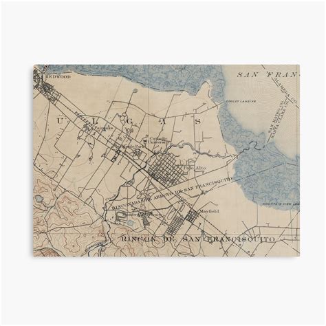 "Vintage Map of Palo Alto California (1895)" Metal Print by ...