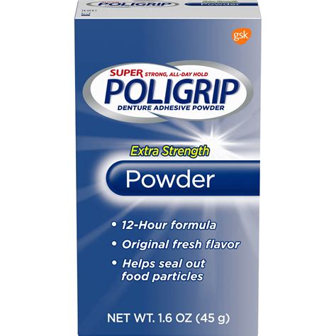 Super Poligrip Extra Strength Denture and Partials Adhesive Powder, 1.6 ounce - Walmart.com ...