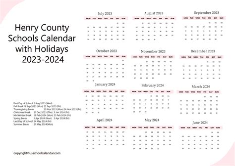 Henry County School Calendar 2024 2025 - Adria Ardelle