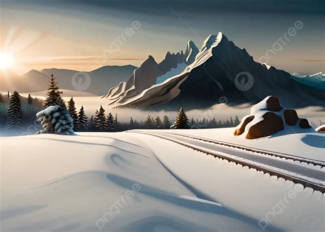 Winter Snow Sunset Wallpaper