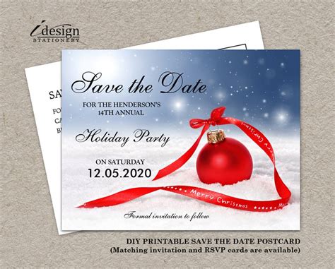 Christmas Party Save The Date Card DIY Printable Corporate | Etsy