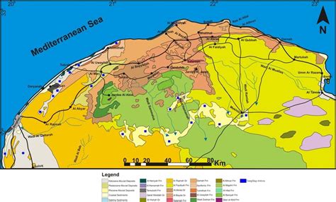 Geological map of the Cyrenaica Basin showing the location of the... | Download Scientific Diagram