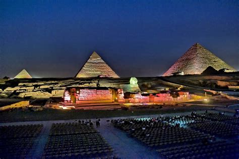 Egyptian Civilization @ Night: The three famous pyramids at Giza