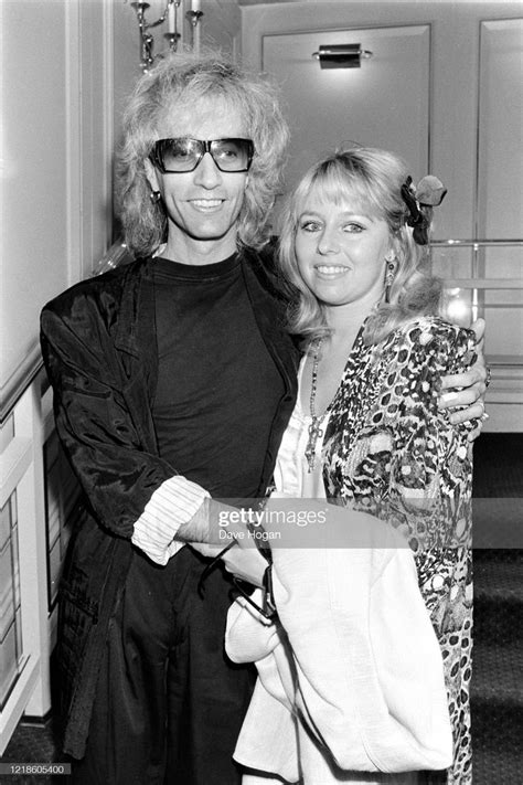 Robin Gibb and wife Dwina attend the Ivor Novello Awards in May 1987 ...