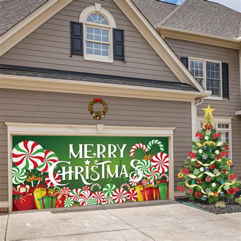 Christmas Garage Door Banner, 6.06x13.12ft Xtmas Candy Garage Door ...