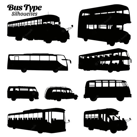 Premium Vector | Bus type silhouette vector illustration set