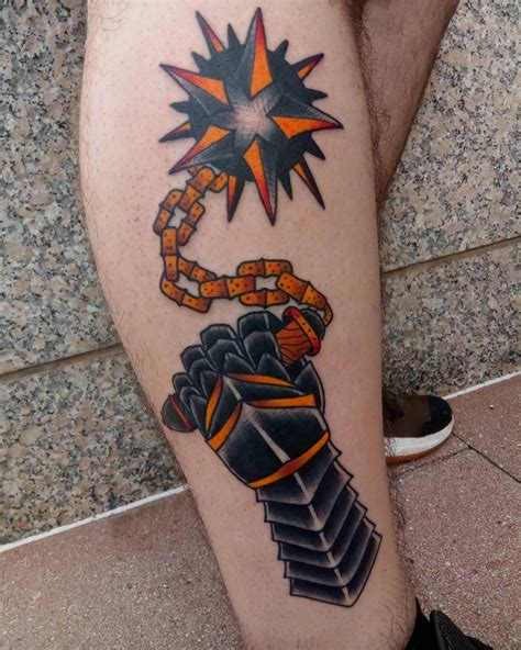 Gauntlet and flail done by Mike Nicks at Atomic Tattoos in Tampa FL ...