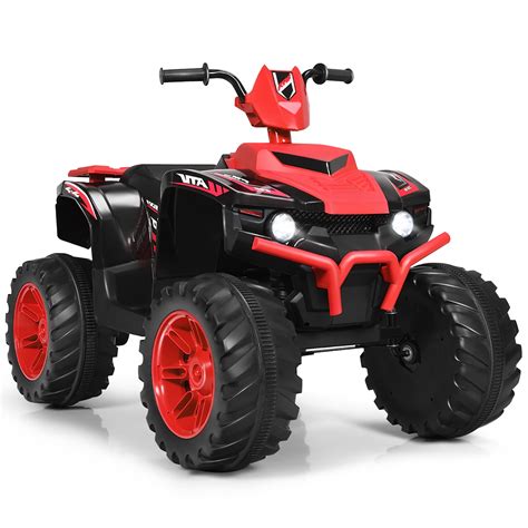 Costway 12V Kids 4-Wheeler ATV Quad Ride On Car w/ LED Lights Music Bluetooth USB White\Black ...