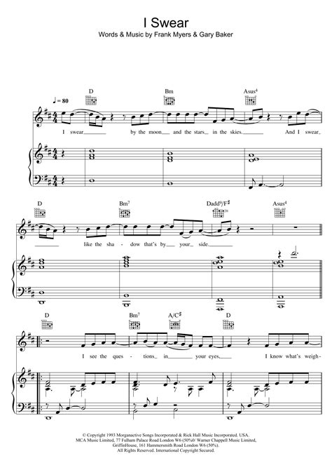 I Swear | Sheet Music Direct